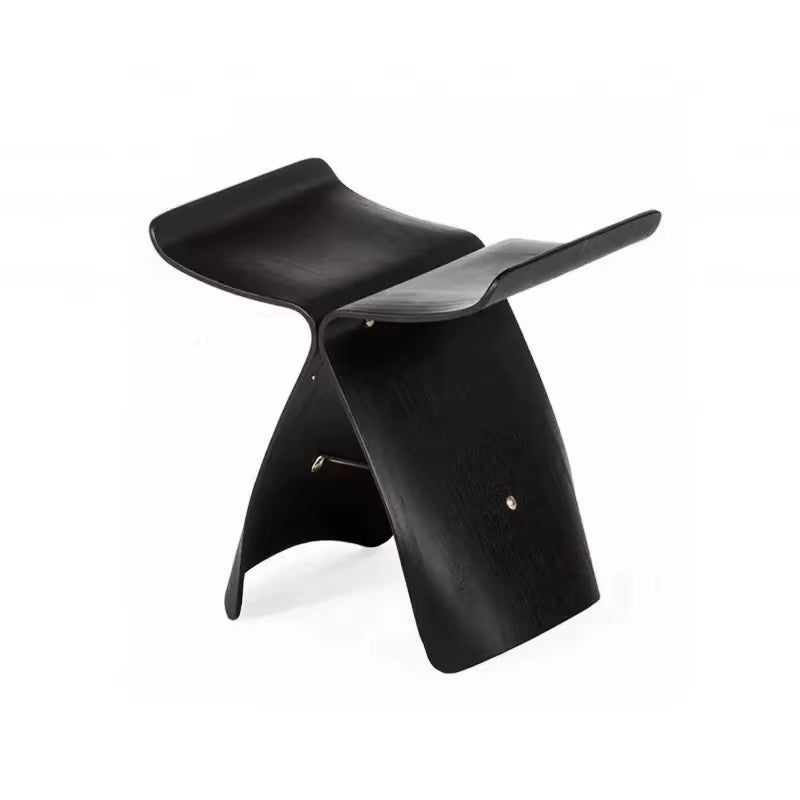 Curved Bentwood Stool – Stylish, Compact Ottoman for Any Space